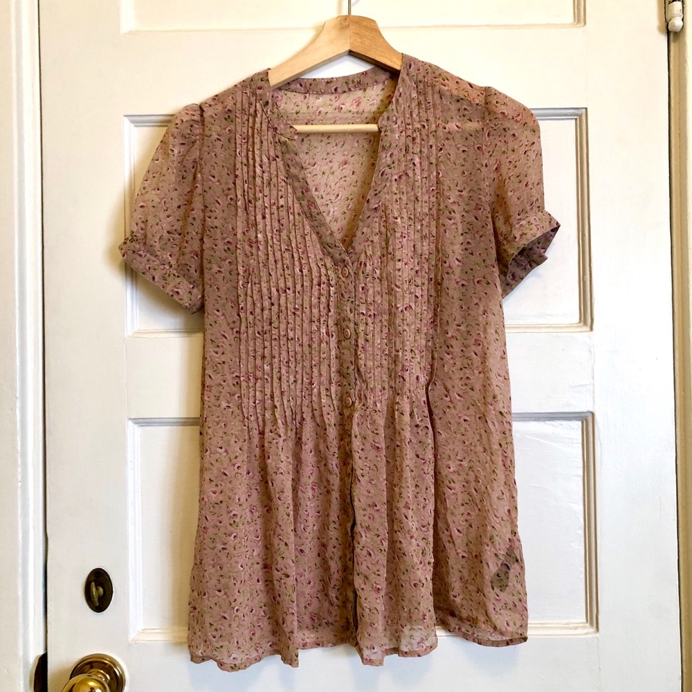 Floral button up blouse pink / blush